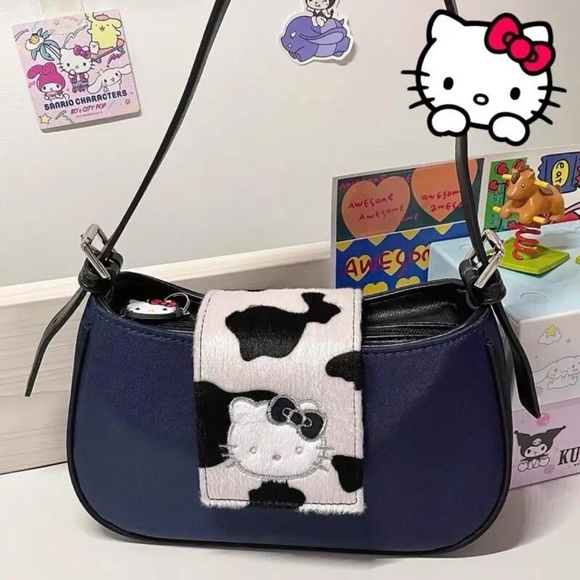 COPY - Y2K Hello Kitty Cows Kawaii Sanrio Cute Print Messenger Shoulder bag - Picture 1 of 6